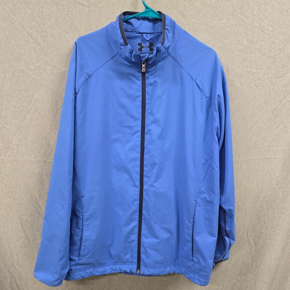 Under Armour Golf Wear Mens Large Blue Full Zip Windbreaker Jacket